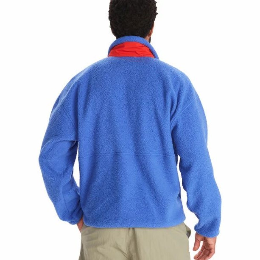 Online * Marmot 94 E.C.O. Recycled Fleece Pullover Men Trail Blue/Victory Red