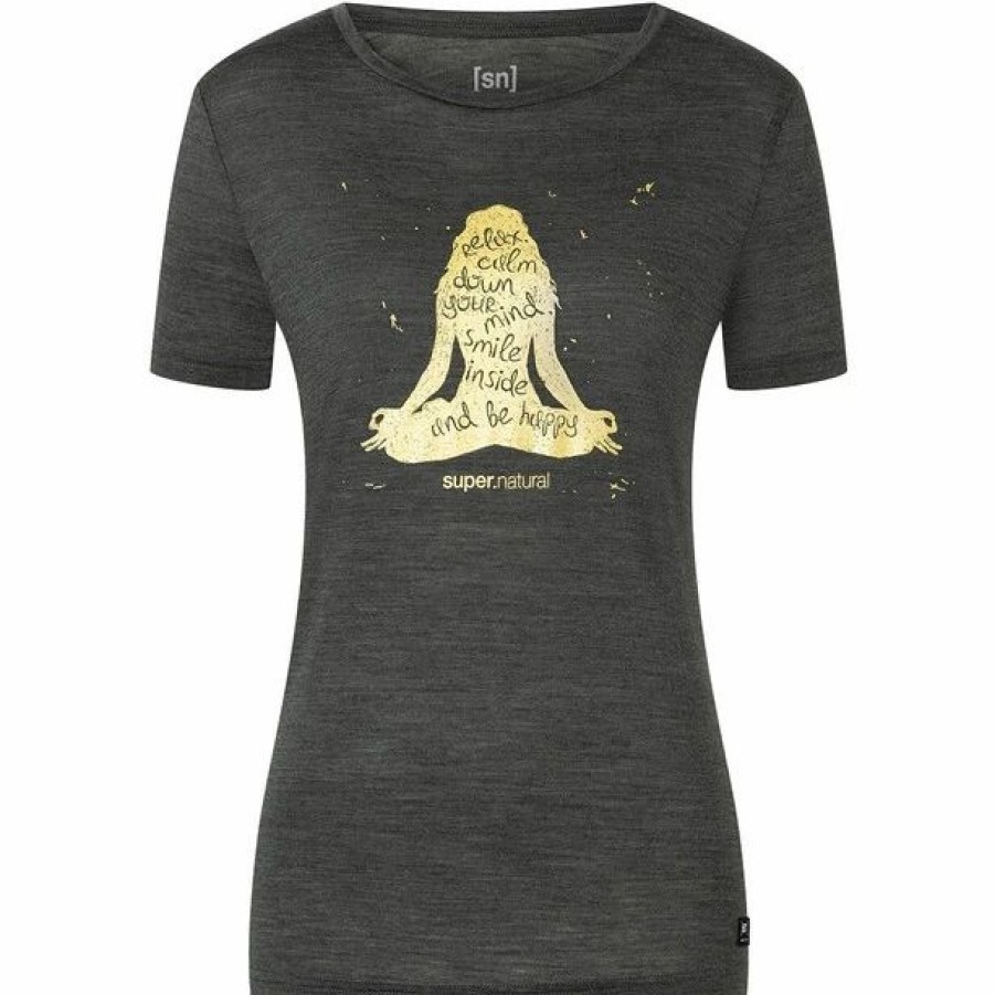 Wholesale * Super.Natural Be Happy Tee Women Pirate Grey Melange/Gold