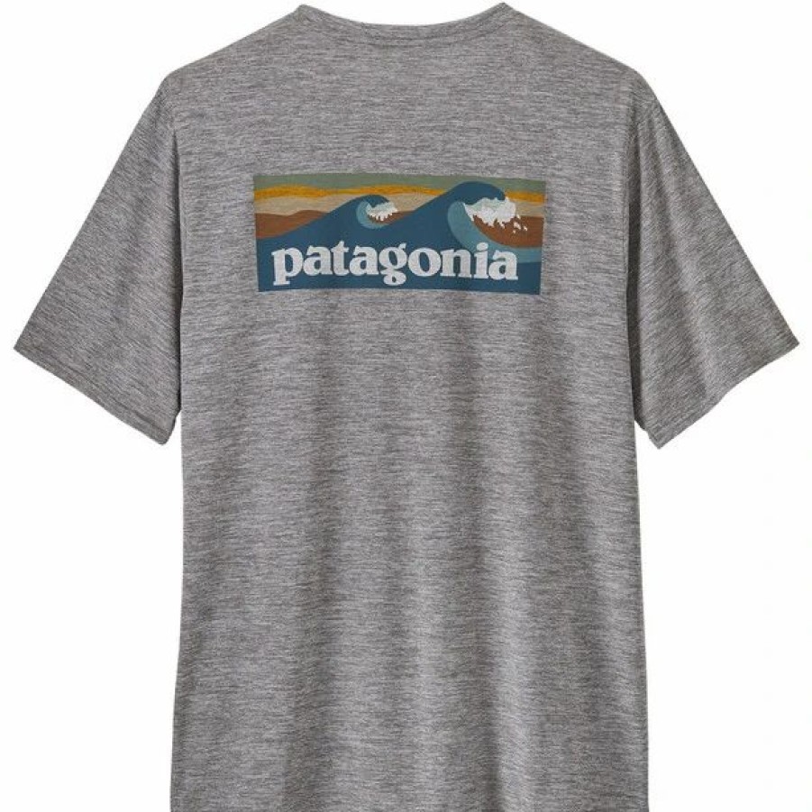 Clearance * Patagonia Cap Cool Daily Graphic T-Shirt Waters Men Boardshort Logo Abalone Blue/Feather Grey