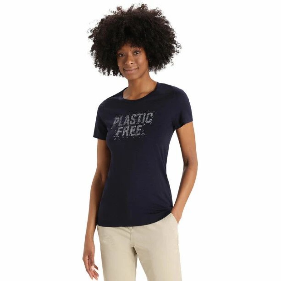 Best * Icebreaker Tech Lite Ii Plastic Free Ss Tee Women Midnight Navy