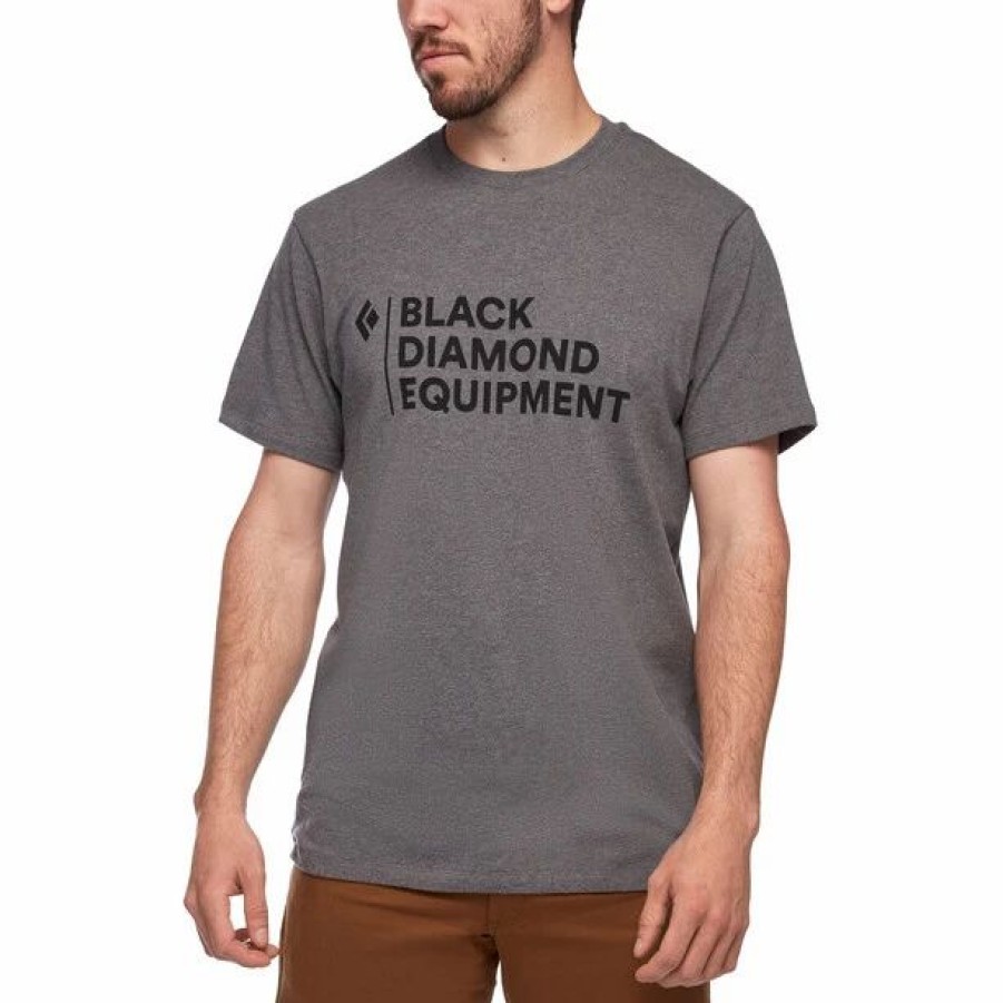 Wholesale * Black Diamond Stacked Logo Tee Men Charcoal Heather