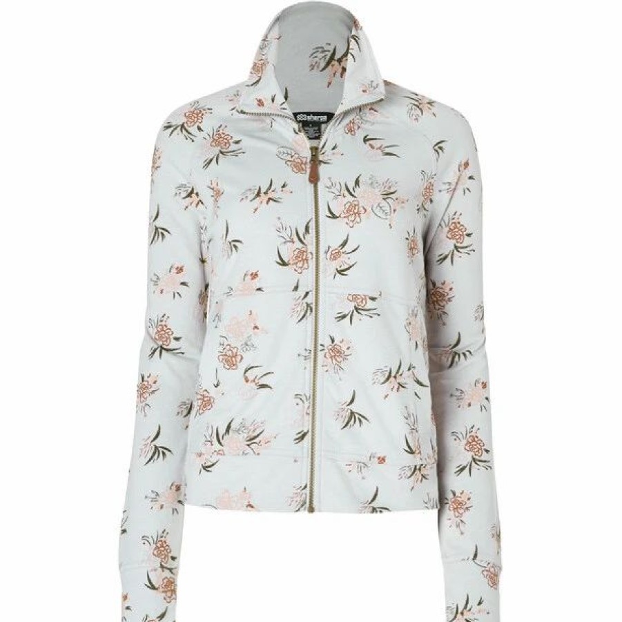 New * Sherpa Gita Full Zip Jacket Women Alloy Floral