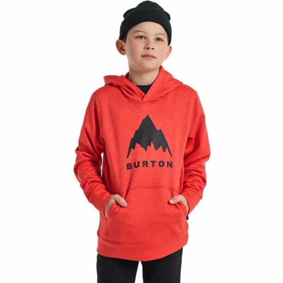 New * Burton Oak Pullover Hoodie Kids Tomato Heather