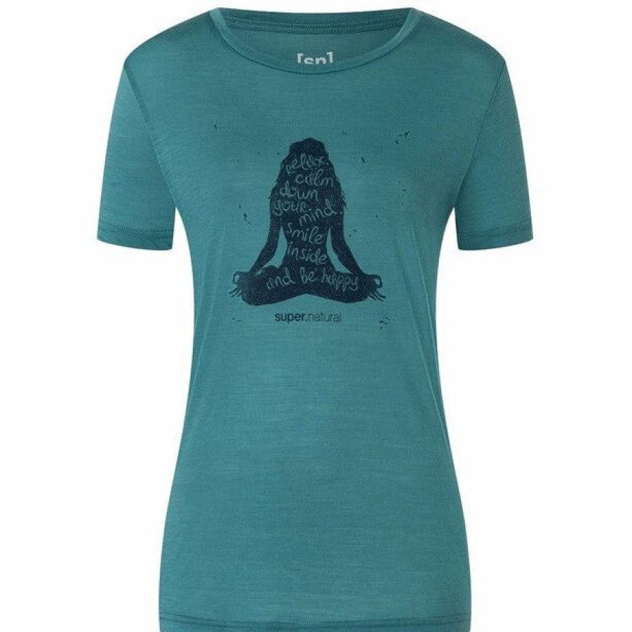 New * Super.Natural Be Happy Tee Women Hydro Melange/Blue Iris