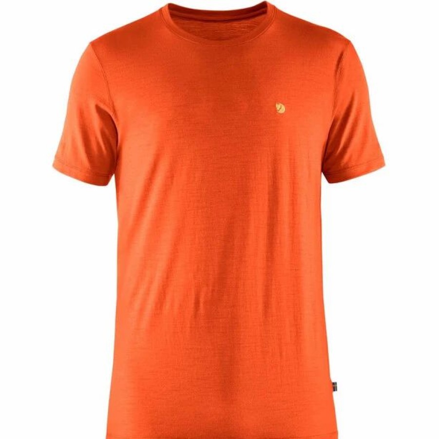 New * Fjallraven Fjallraven Bergtagen Ss Thinwool Shirt Men Hokkaido Orange