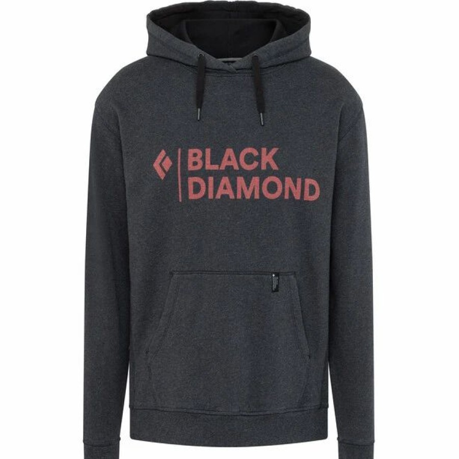 Wholesale * Black Diamond Stacked Logo Hoody Men Black Heather