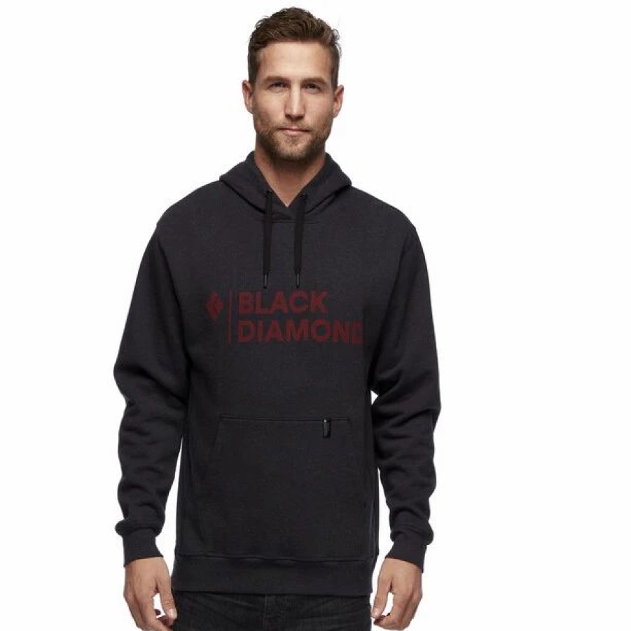 Wholesale * Black Diamond Stacked Logo Hoody Men Black Heather