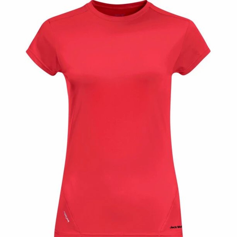 Hot * Jack Wolfskin Tasman Ss Shirt Women Tulip Red