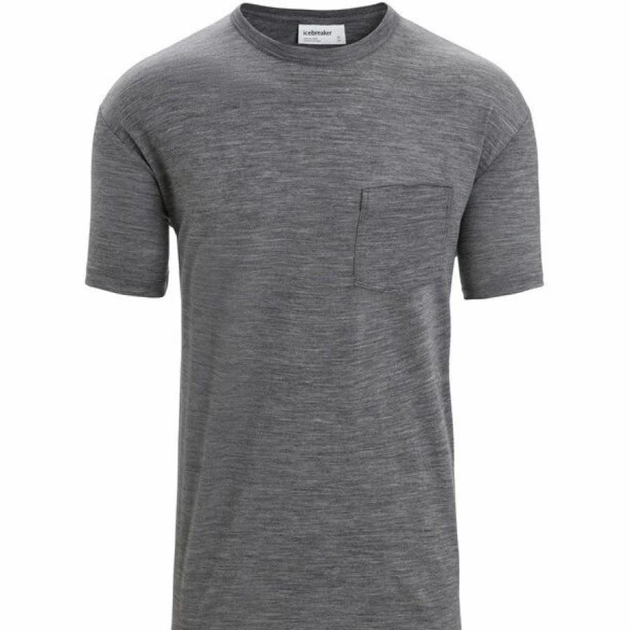 Hot * Icebreaker Granary Ss Pocket Tee Men Gritstone Heather