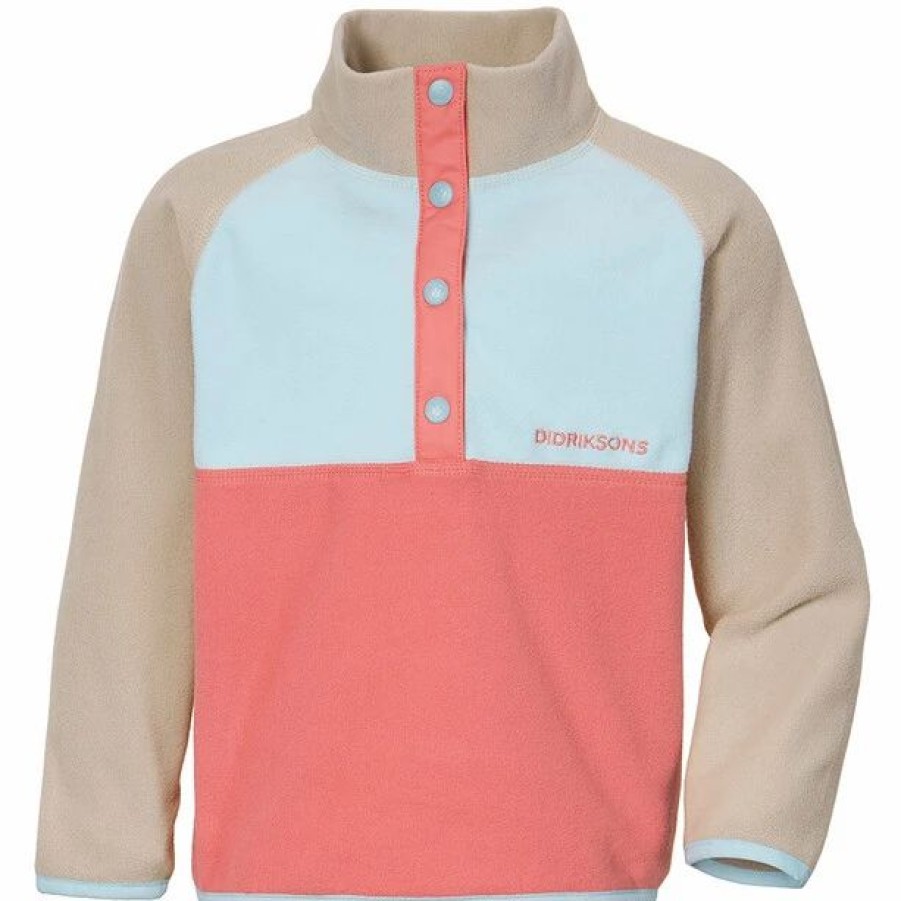 New * Didriksons Monte Half Button Jacket Kids Peach Rose