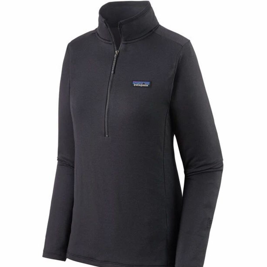 New * Patagonia R1 Daily Zip Neck Pullover Women Ink Black Black X-Dye