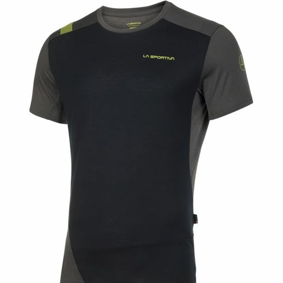 New * La Sportiva Grip T-Shirt Men Black/Lime Punch