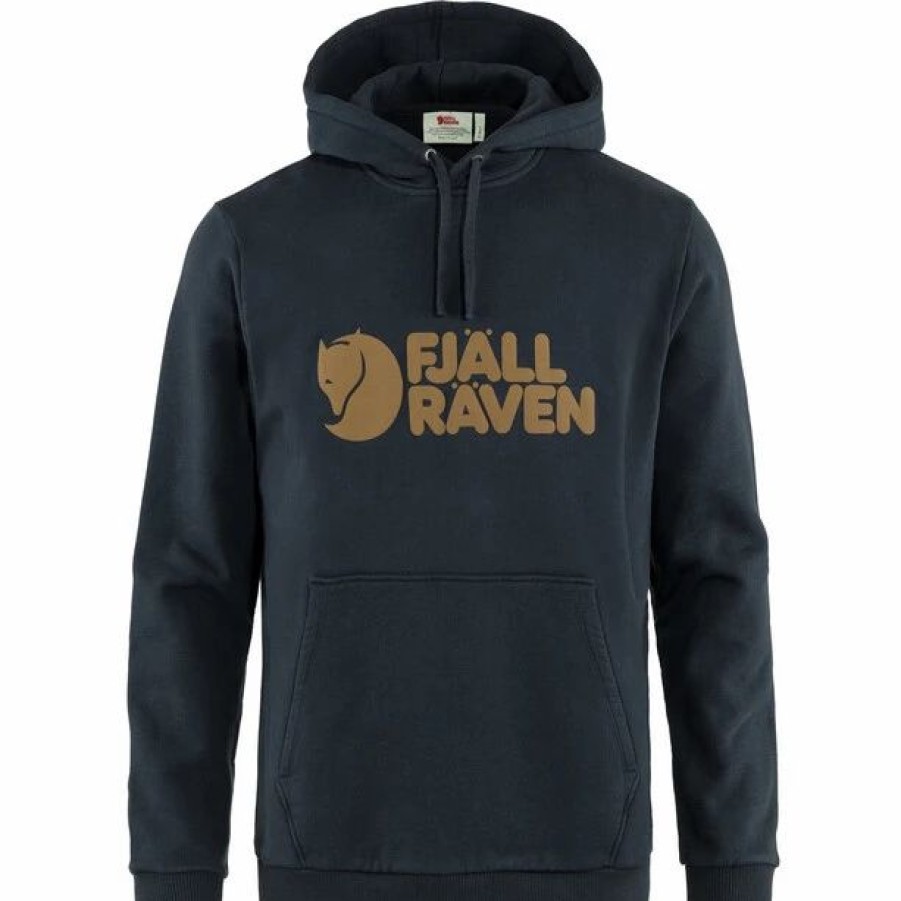 New * Fjallraven Fjallraven Logo Hoodie Men Dark Navy