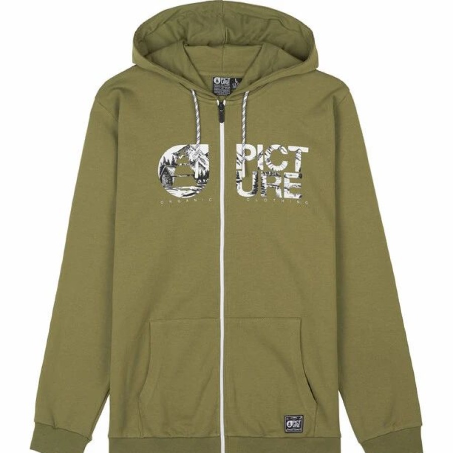 Clearance * Picture Basement Zip Hoodie Men Army Green