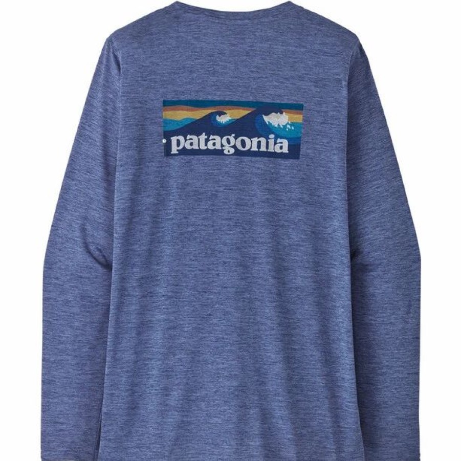 Best * Patagonia Capilene Cool Daily Graphic Ls Shirt Waters Women Boardshort Logo/Current Blue X-Dye