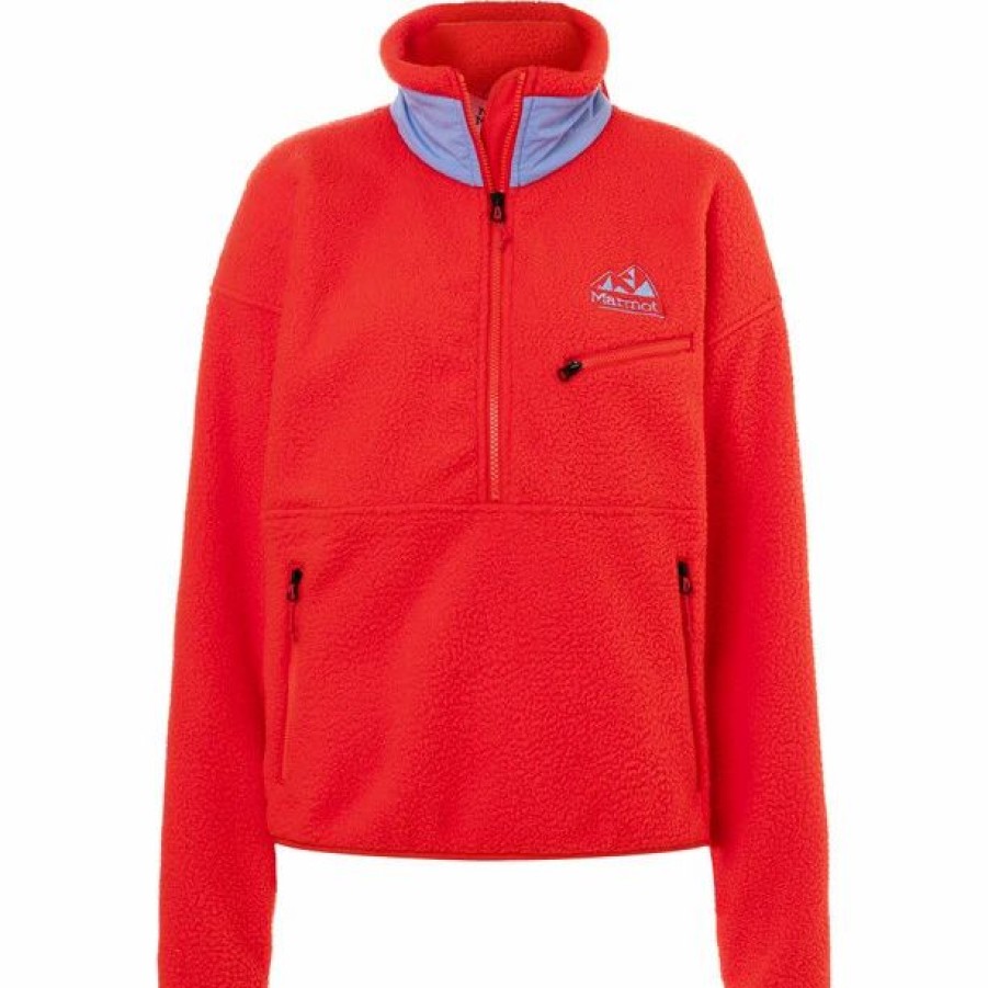 Best * Marmot 94 E.C.O. Recycled Fleece Pullover Women Victory Red/Getaway Blue