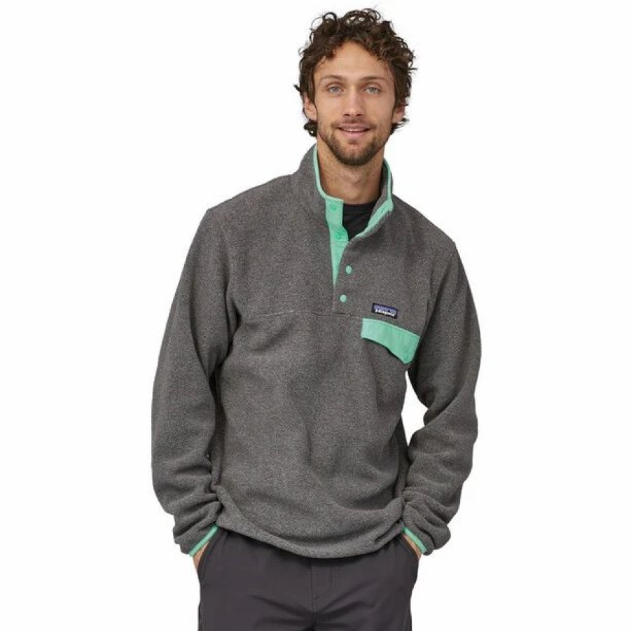 Clearance * Patagonia Lightweight Synch Snap-T Pullover Men Nickel W/Early Teal