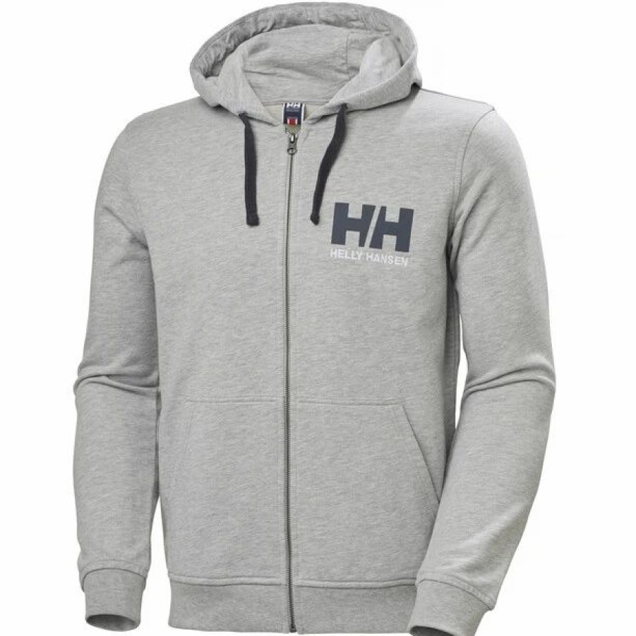 Clearance * Helly Hansen Hh Logo Full Zip Hoodie Men Grey Melange