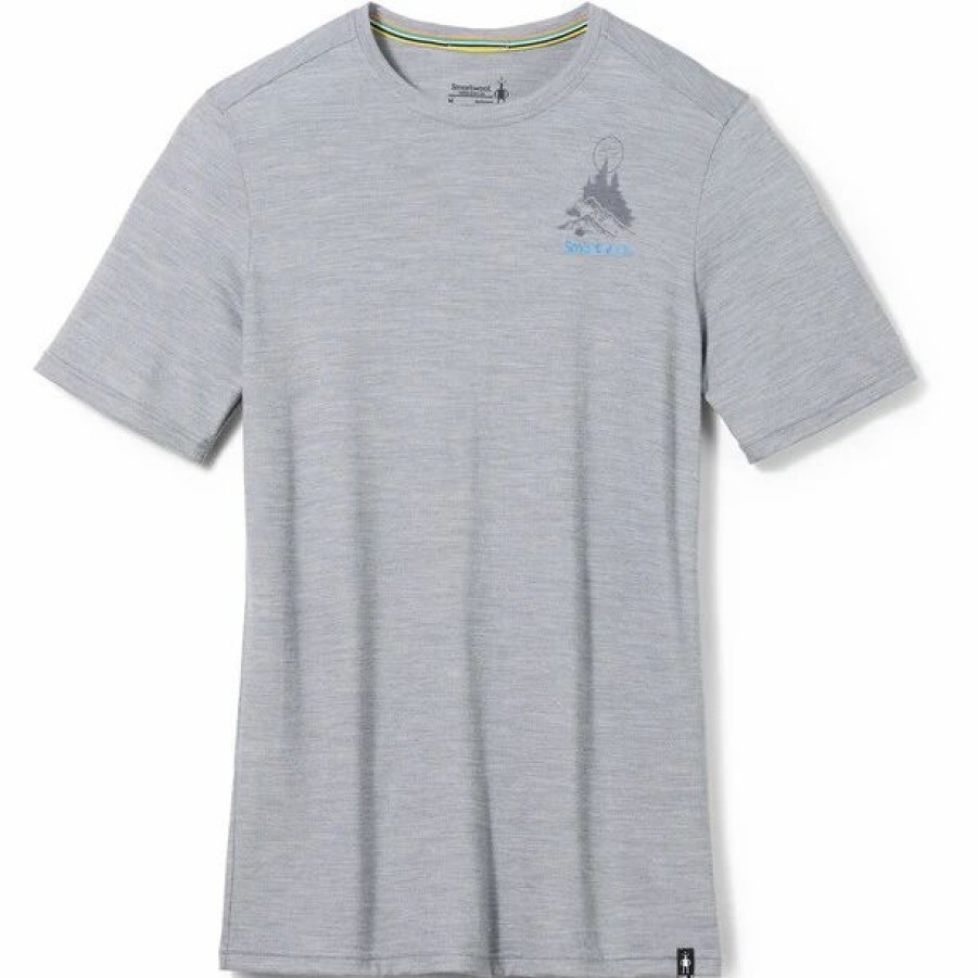 Online * Smartwool Wilderness Summit Graphic Slim Fit Ss Tee Men Light Gray Heather