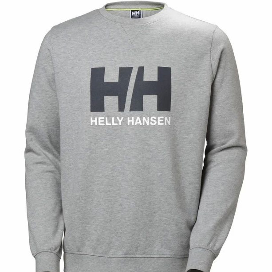 Hot * Helly Hansen Hh Logo Crew Sweater Men Grey Melange