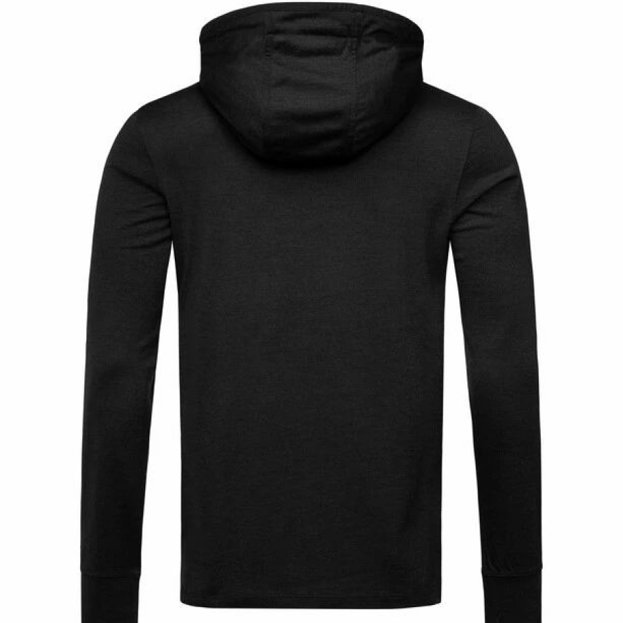 Best * Super.Natural Alpine Hooded Sweater Men Jet Black Melange/Vapor Grey Logo