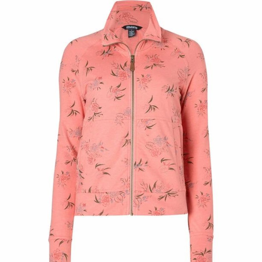 New * Sherpa Gita Full Zip Jacket Women Brick Dust Floral