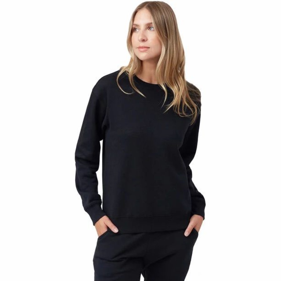 New * Tentree Treefleece Crew Sweater Women Meteorite Black