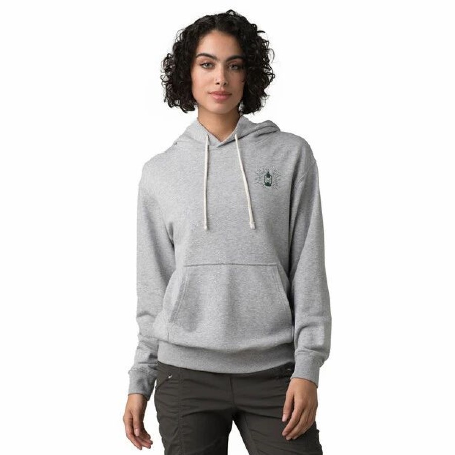 Best * Prana Organic Graphic Hoodie Women Heather Grey Unwind