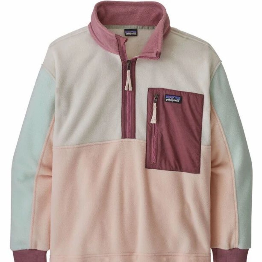 Clearance * Patagonia Microdini Half Zip Pullover Kids Pink/Ceo