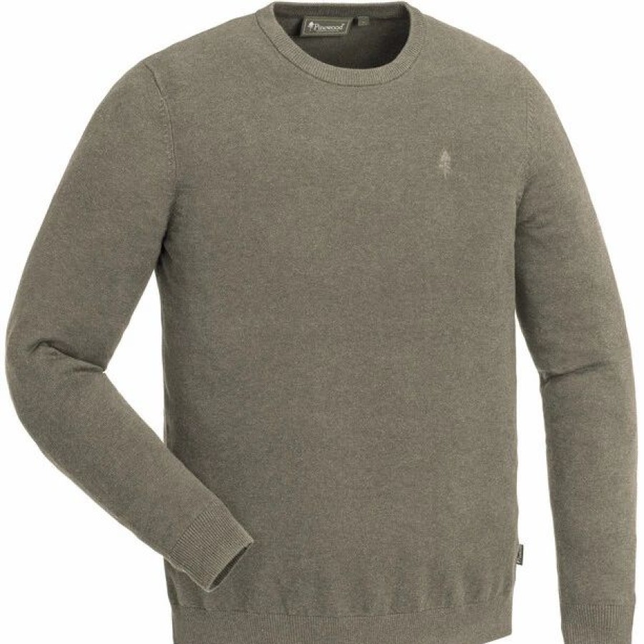 Clearance * Pinewood Varnamo Crewneck Knitted Sweater Men Mole Melange