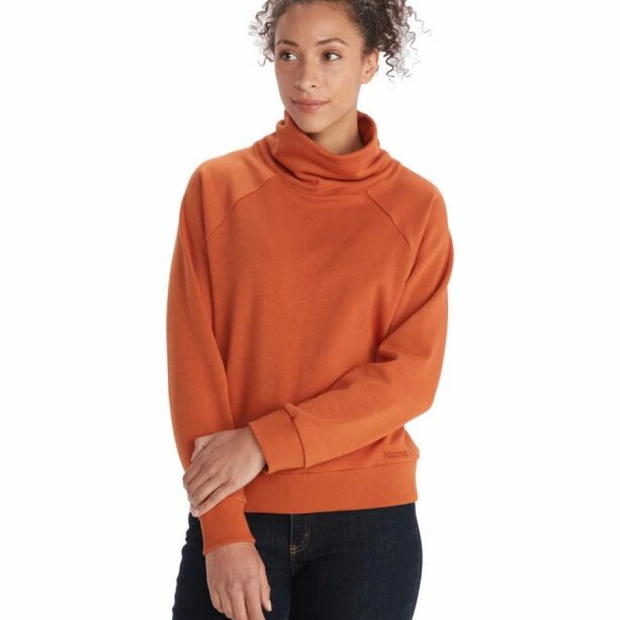 Hot * Marmot Rowan Funnel Neck Pullover Women Copper