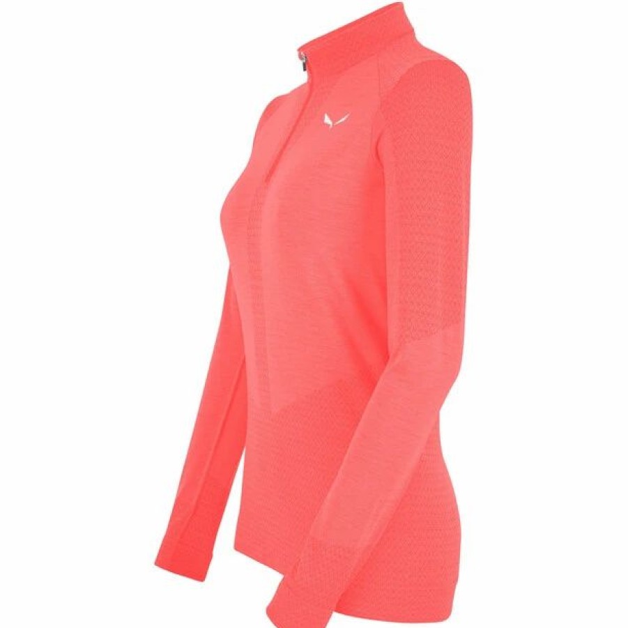 Online * Salewa Zebru Responsive Half Zip Tee Women Fluo Coral