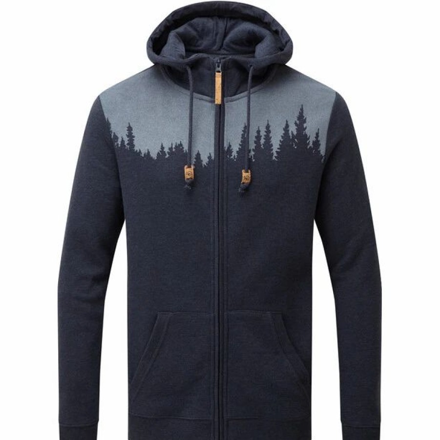 Online * Tentree Juniper Zip Hoodie Men Dark Ocean Blue Heather