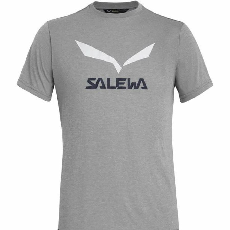 Clearance * Salewa Solidlogo Dry Ss Tee Men Heather Grey