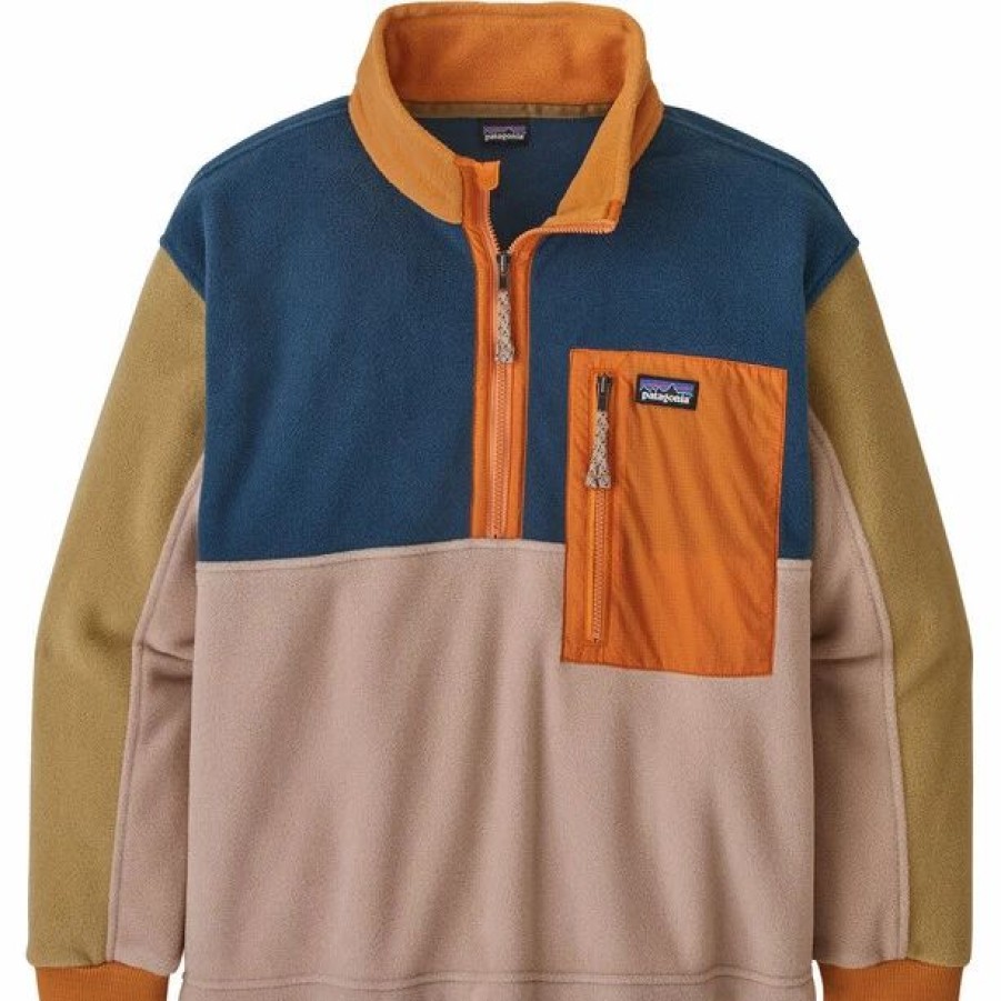 New * Patagonia Microdini Half Zip Pullover Kids Brown/Patn