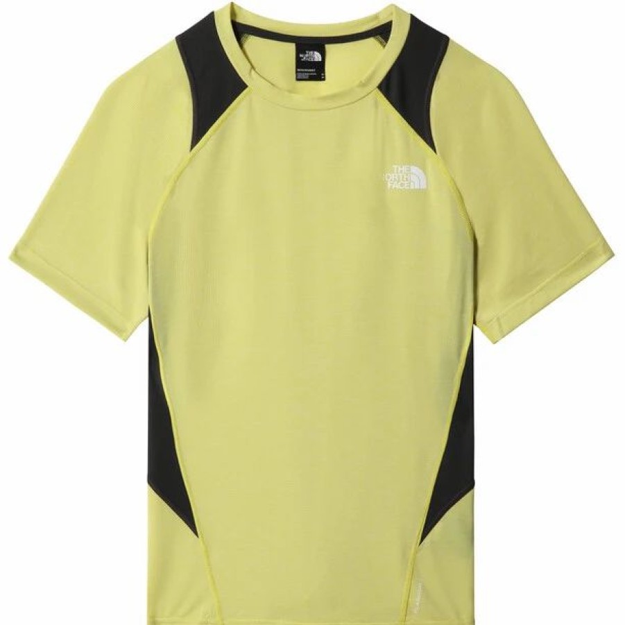 Hot * The North Face Ao Glacier Ss Tee Men Acid Yellow White Heather/Asphalt Grey