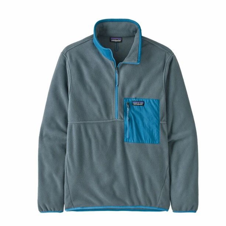 New * Patagonia Microdini Half Zip Pullover Men Grey/Plgy