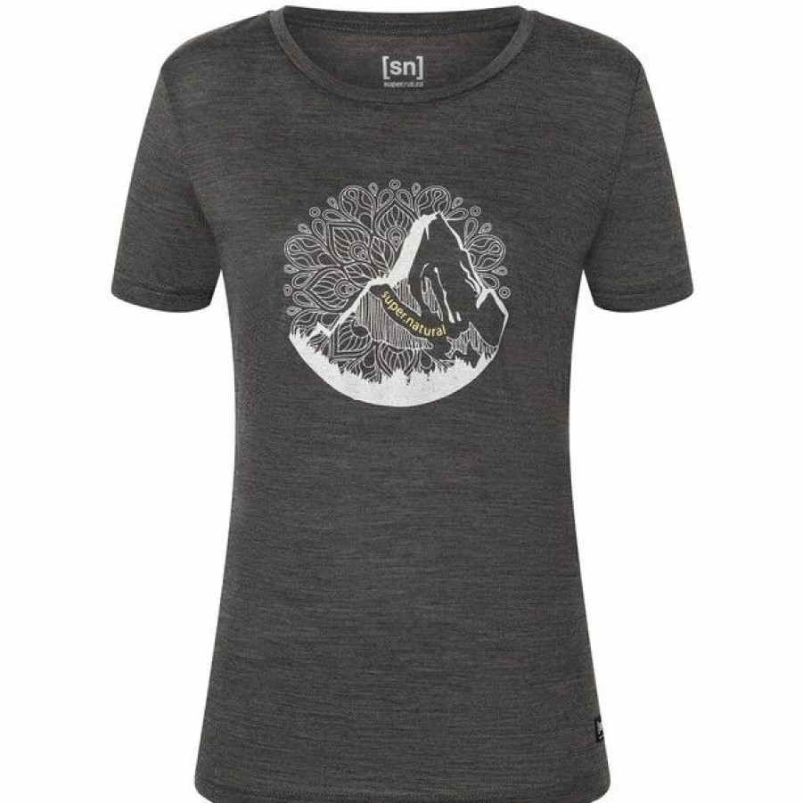 Wholesale * Super.Natural Mountain Mandala Tee Women Pirate Grey Melange/Feather Grey/Gold