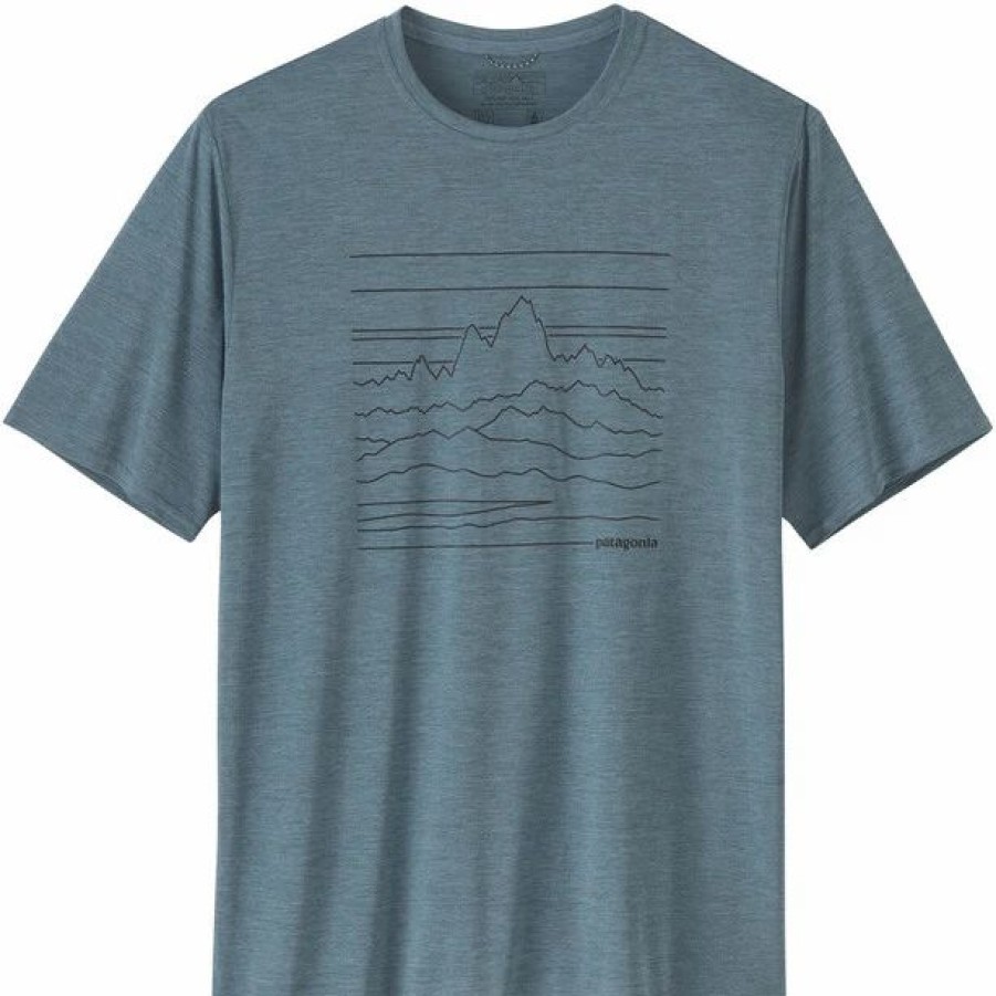 New * Patagonia Cap Cool Daily Graphic T-Shirt Men Up High Endurance/Light Plume Grey X-Dye