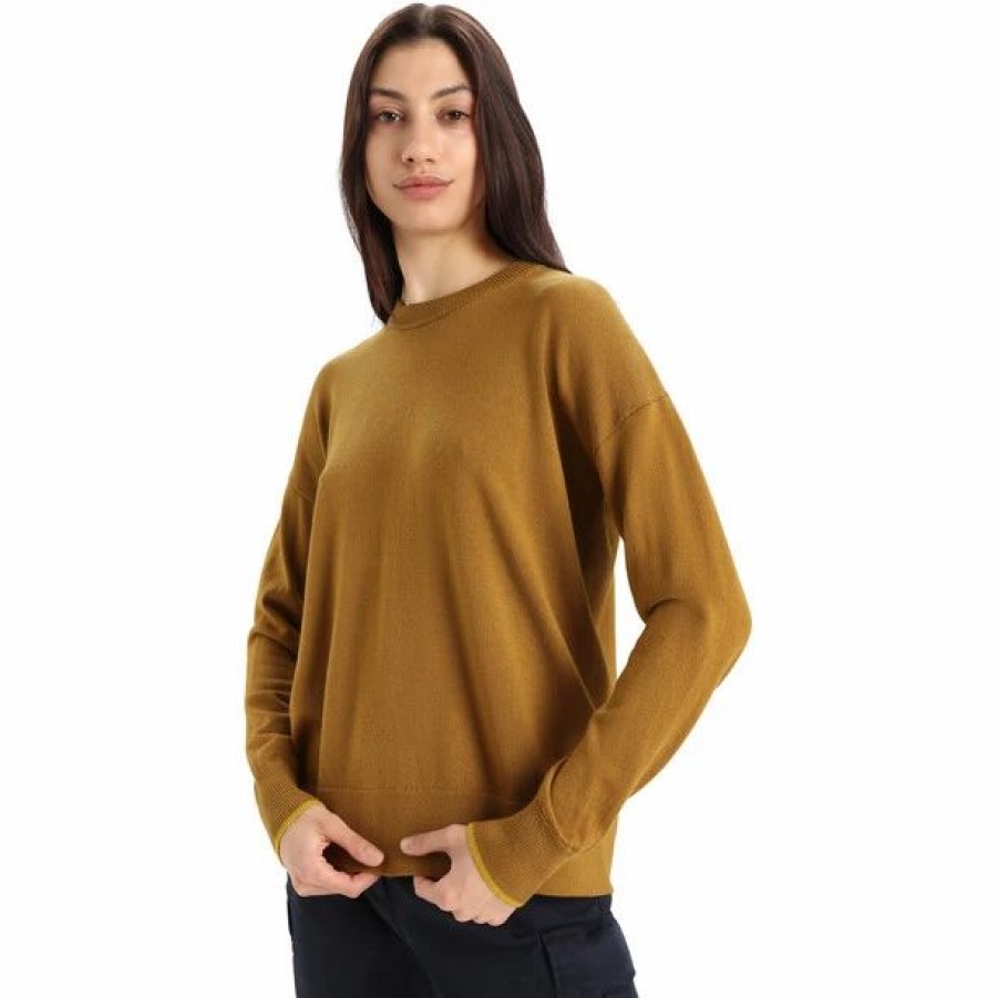 Best * Icebreaker Shearer Crew Sweater Women Clove/Silent Gold