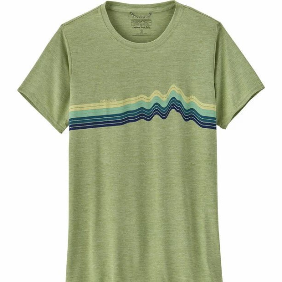 Wholesale * Patagonia Cap Cool Daily Graphic T-Shirt Women Ridge Rise Stripe/Salvia Green X-Dye