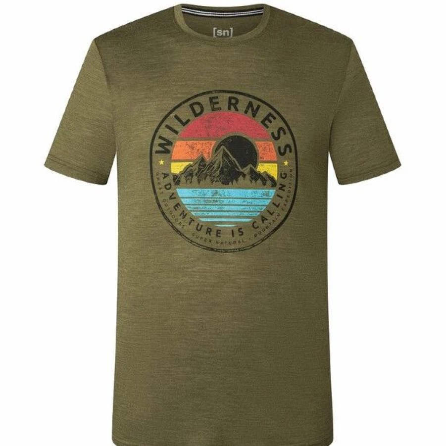 Clearance * Super.Natural Wilderness Tee Men Olive Night Melange/Various