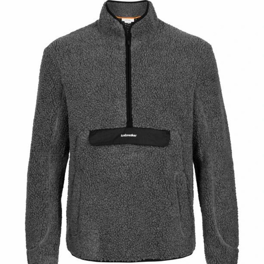 Hot * Icebreaker Icl Realfleece Sherpa Ls Half Zip Midlayer Men Gritstone Heather/Black