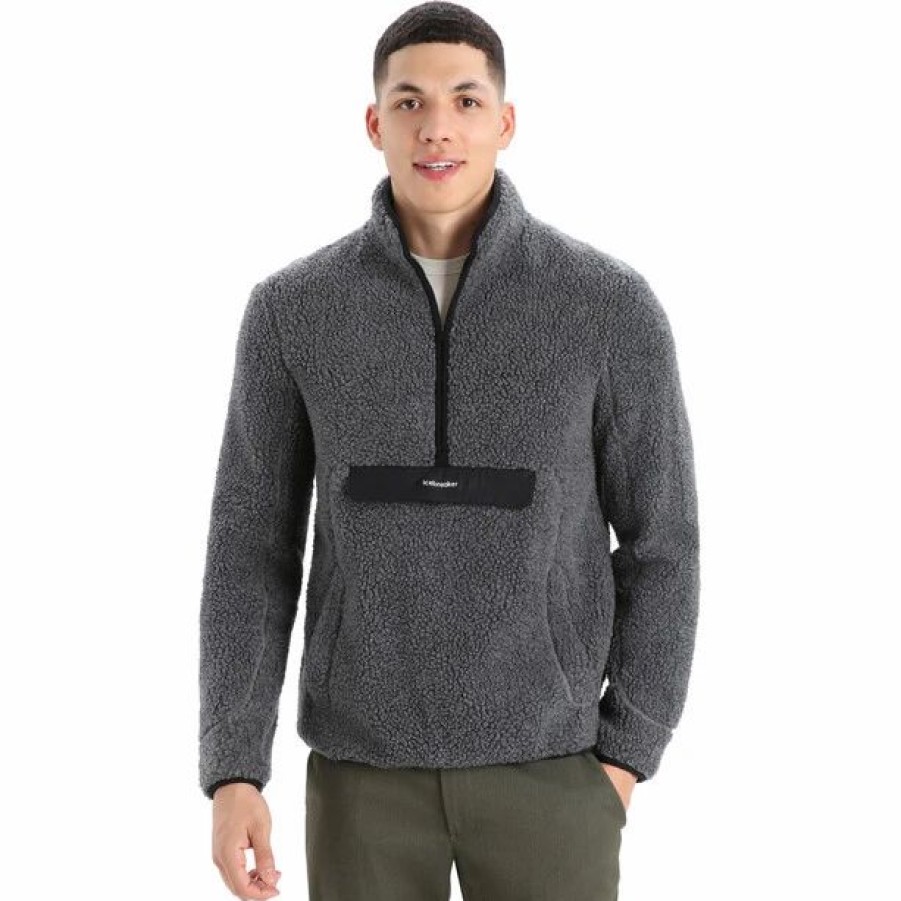 Hot * Icebreaker Icl Realfleece Sherpa Ls Half Zip Midlayer Men Gritstone Heather/Black