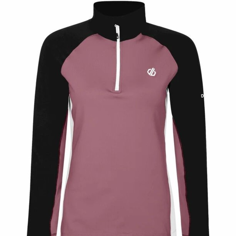 Hot * Dare 2B Involved Ii Stretch Ls Top Women Mesa Rose/Black/White