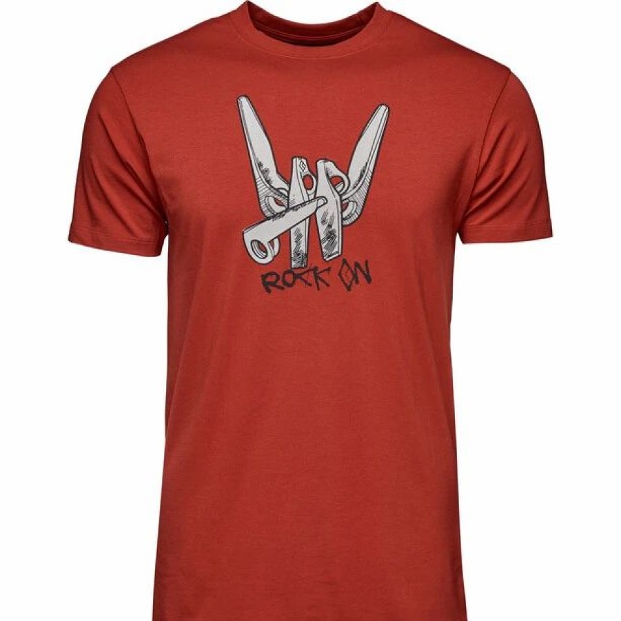 Best * Black Diamond Rock On Ss Tee Men Red Rock