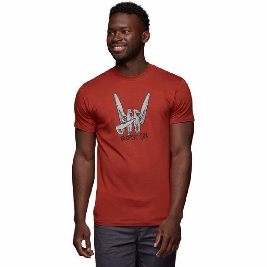 Best * Black Diamond Rock On Ss Tee Men Red Rock