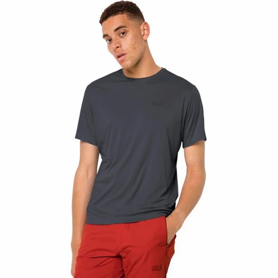 Best * Jack Wolfskin Tech Tee Men Ebony