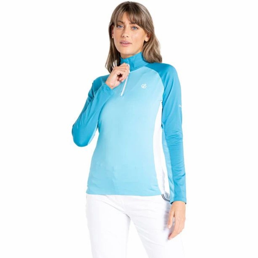 Wholesale * Dare 2B Involved Ii Stretch Ls Top Women River Blue/Capri Blue/White