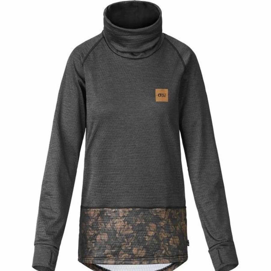 New * Picture Blossom Grid Fleece Women Black